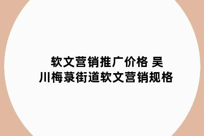 软文营销推广价格 吴川梅菉街道软文营销规格